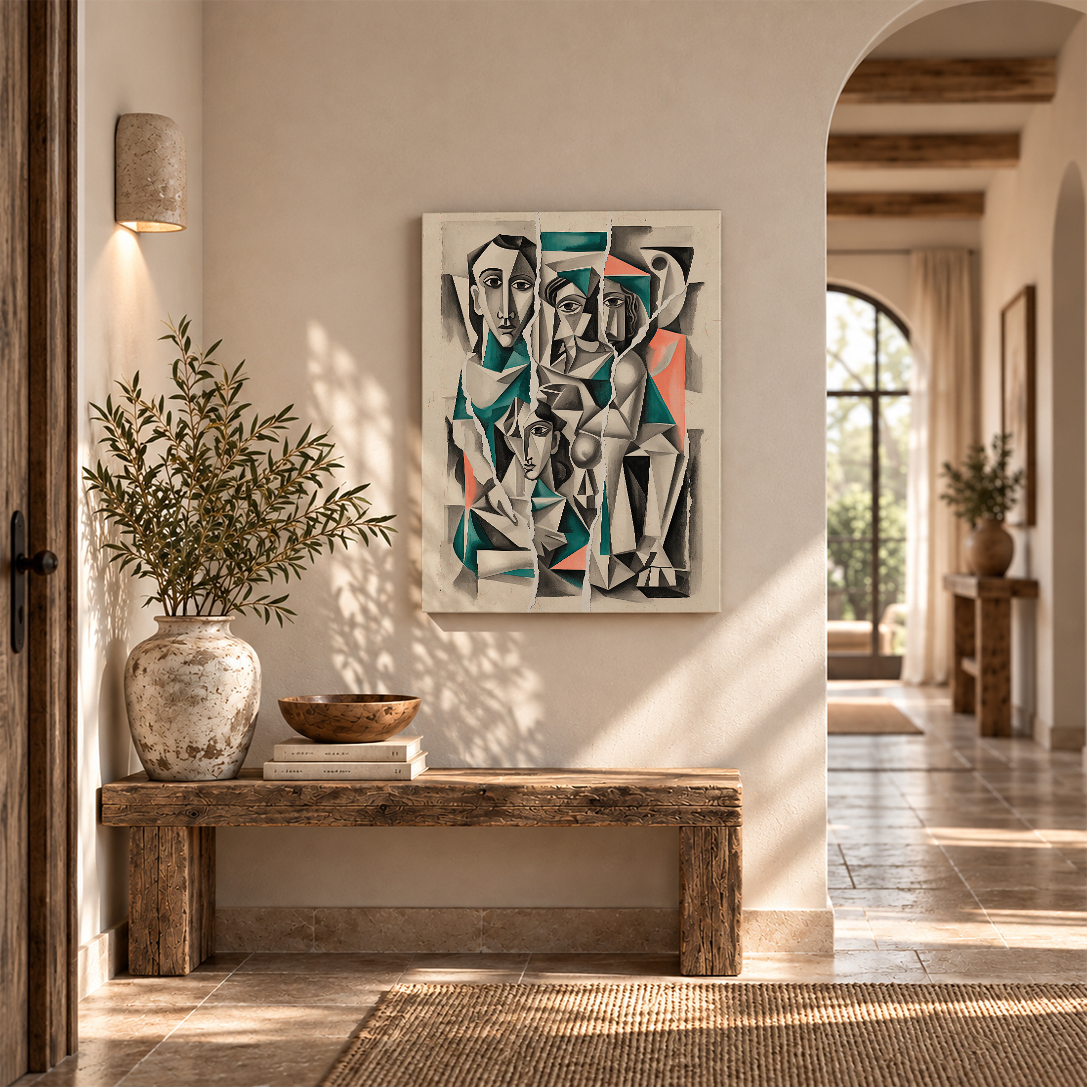 Cubist Faces Abstract Art Framed Canvas Wall Art - Modern Home Decor - Image 6