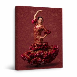 Flamenco Dancer Framed Canvas Wall Art - Spanish Passion & Elegance