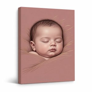 Sleeping Newborn Serenity Framed Canvas Wall Art - Ready to Hang