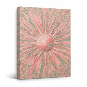 Pink Green Sunburst Framed Canvas Wall Art - Ready to Hang