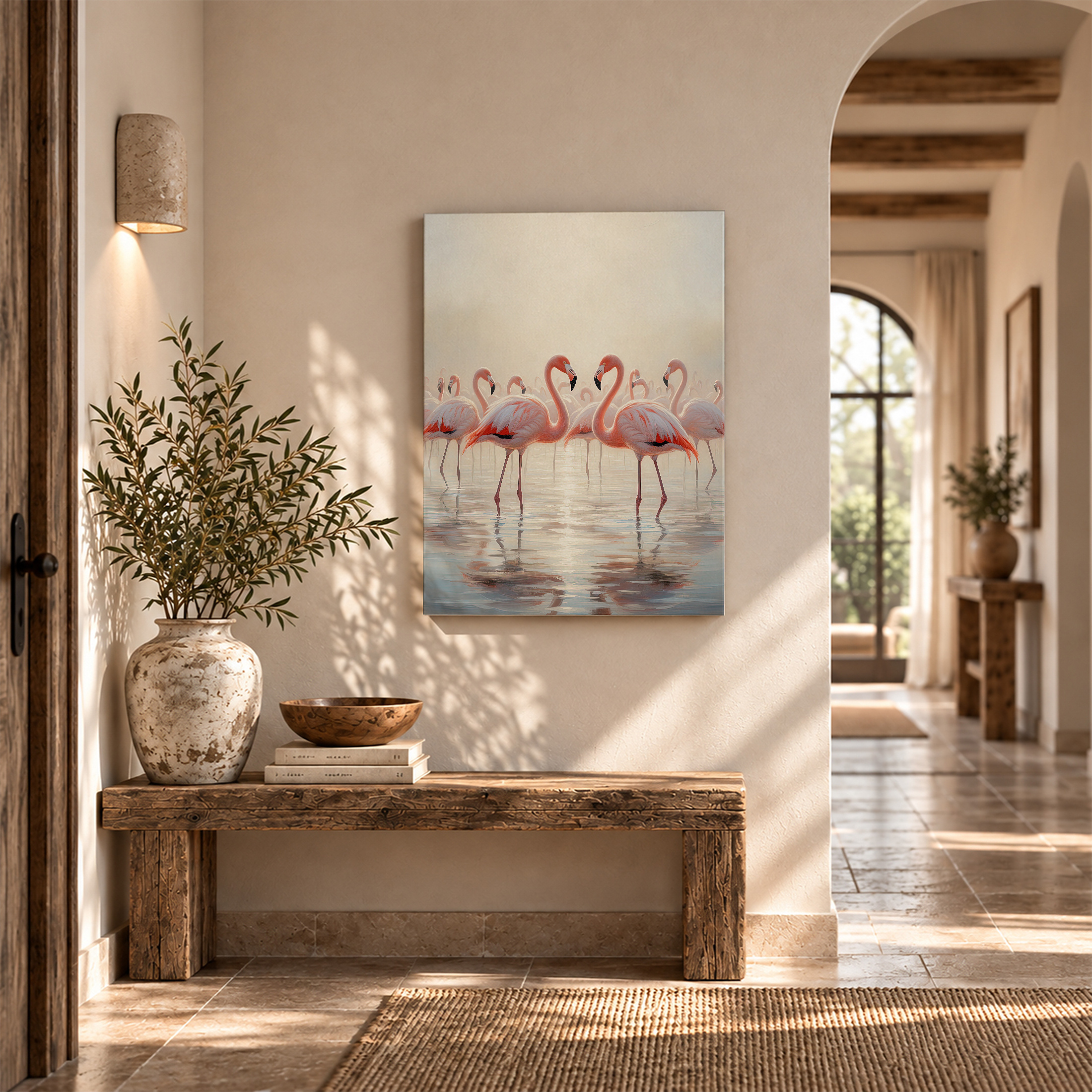 Serene Flamingos Framed Canvas Wall Art | Ready to Hang Decor - Image 6