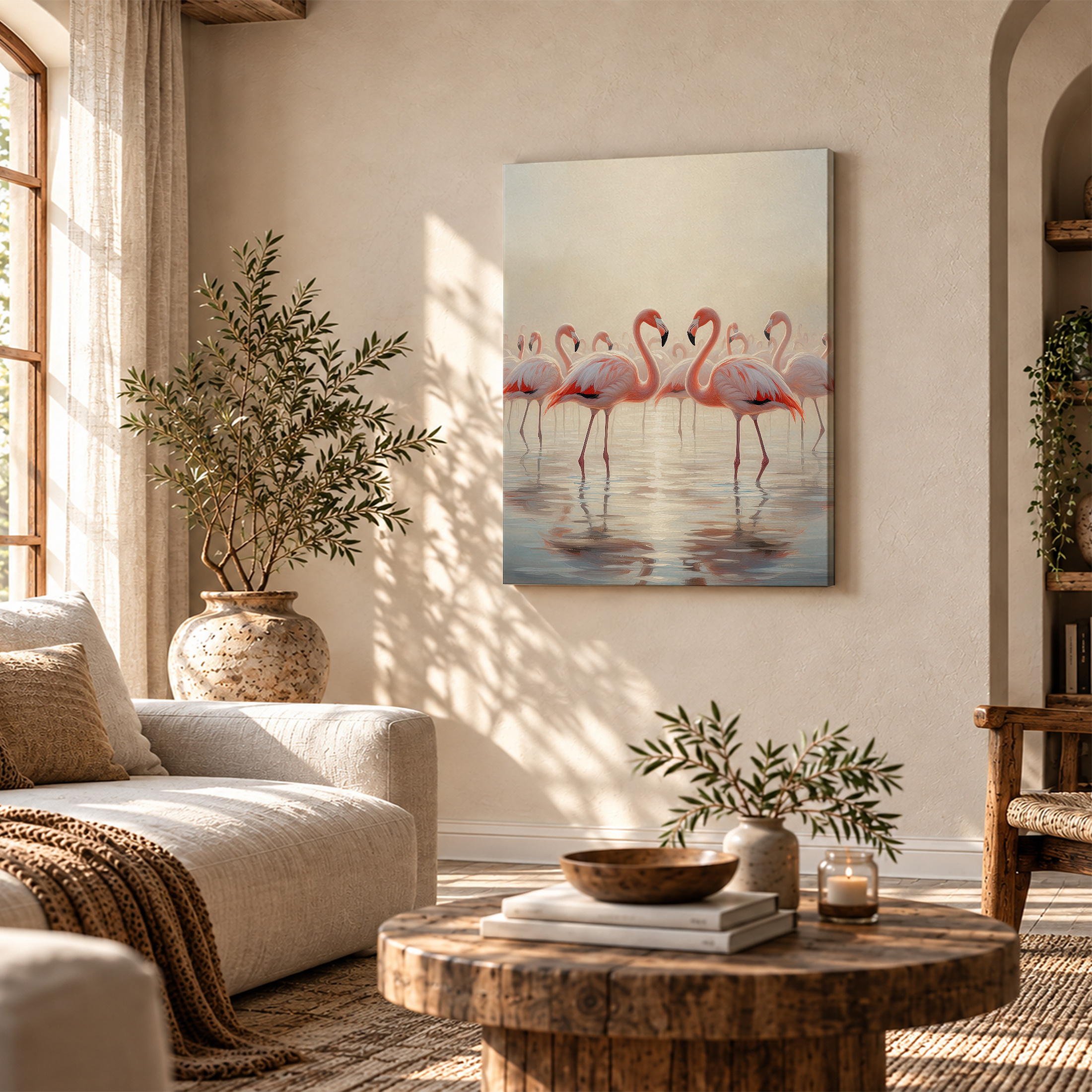 Serene Flamingos Framed Canvas Wall Art | Ready to Hang Decor - Image 4