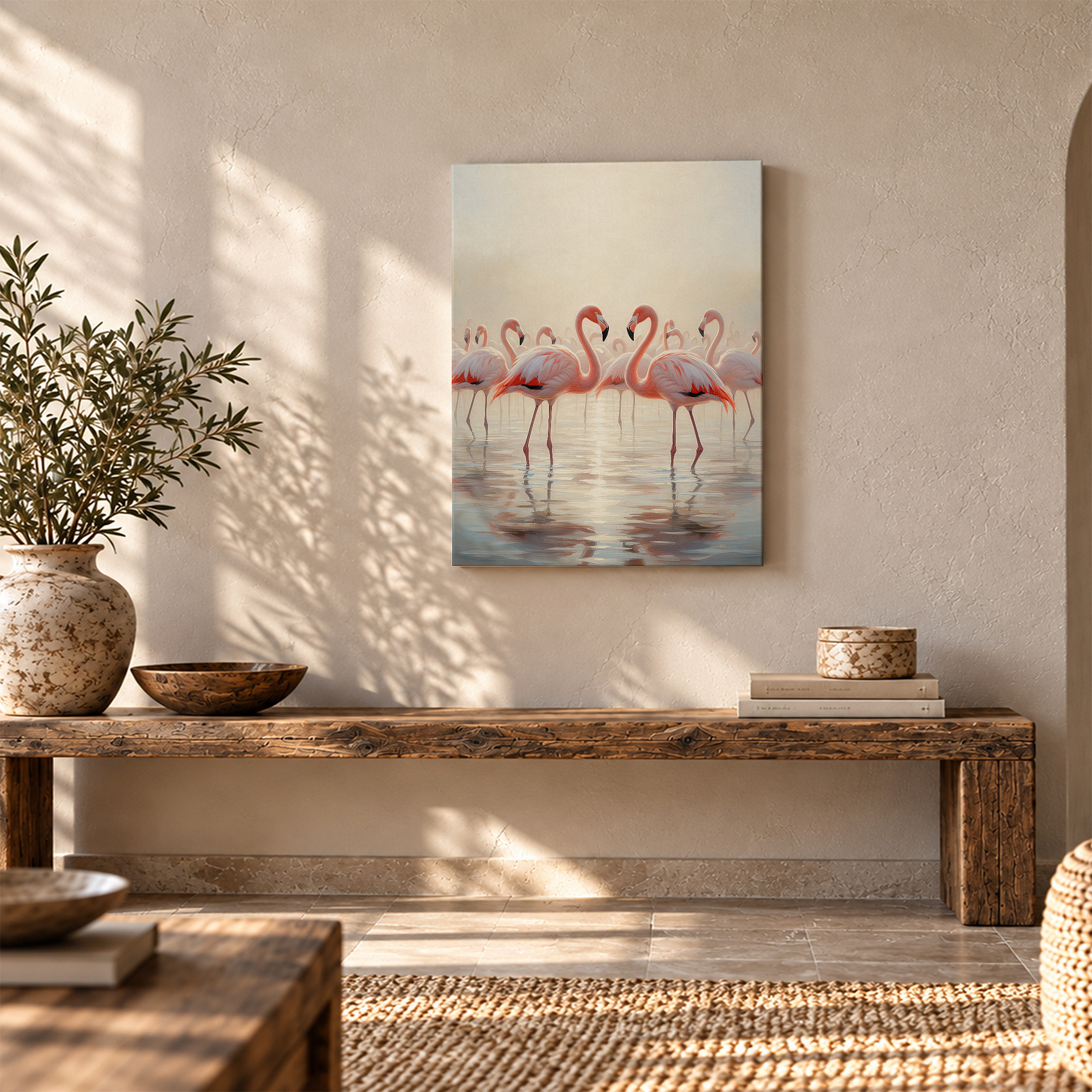 Serene Flamingos Framed Canvas Wall Art | Ready to Hang Decor - Image 5