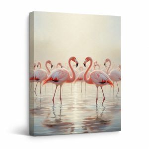 Serene Flamingos Framed Canvas Wall Art | Ready to Hang Decor