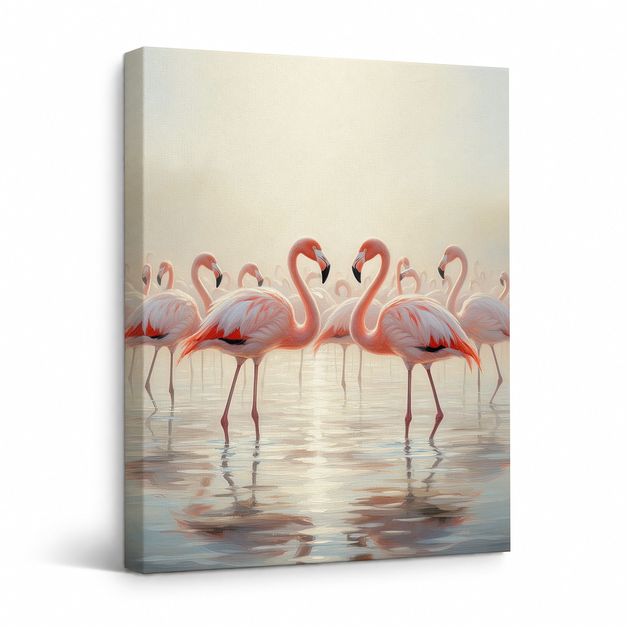Serene Flamingos Framed Canvas Wall Art | Ready to Hang Decor