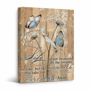 Butterfly Dandelion Vintage Inspirational Framed Canvas Wall Art