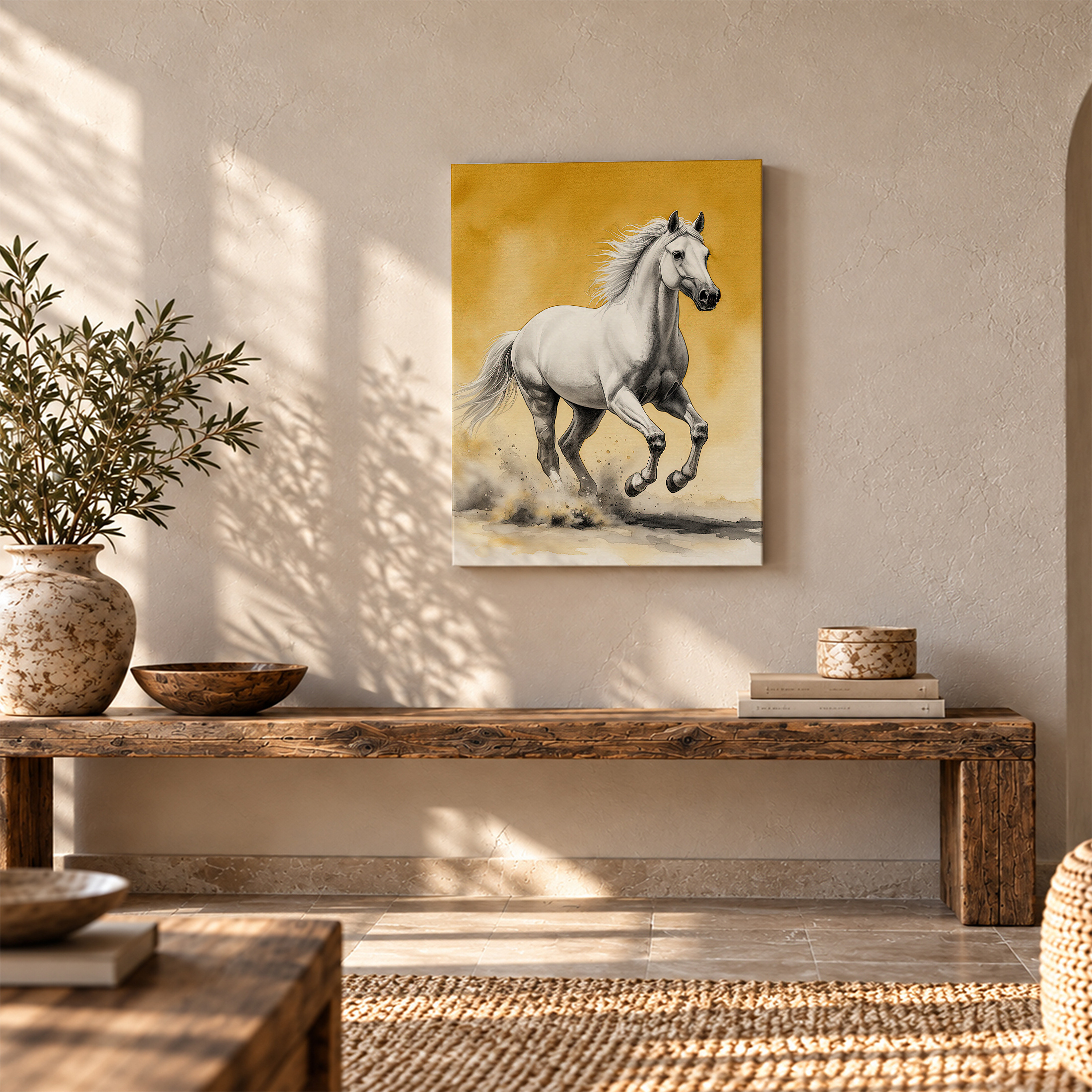 Galloping White Horse Framed Canvas Wall Art | Ready to Hang - Image 5