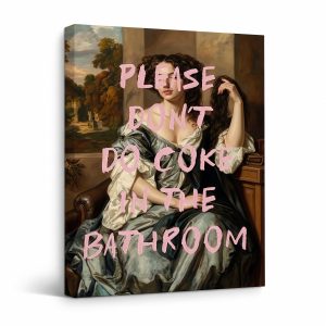 Humorous Classical Portrait Framed Canvas Wall Art - Modern Text Overlay