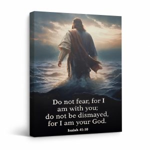 Jesus Walking on Water Spiritual Motivation Framed Canvas Wall Art