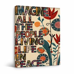 Peaceful Floral Text Art Framed Canvas Wall Art Ready to Hang