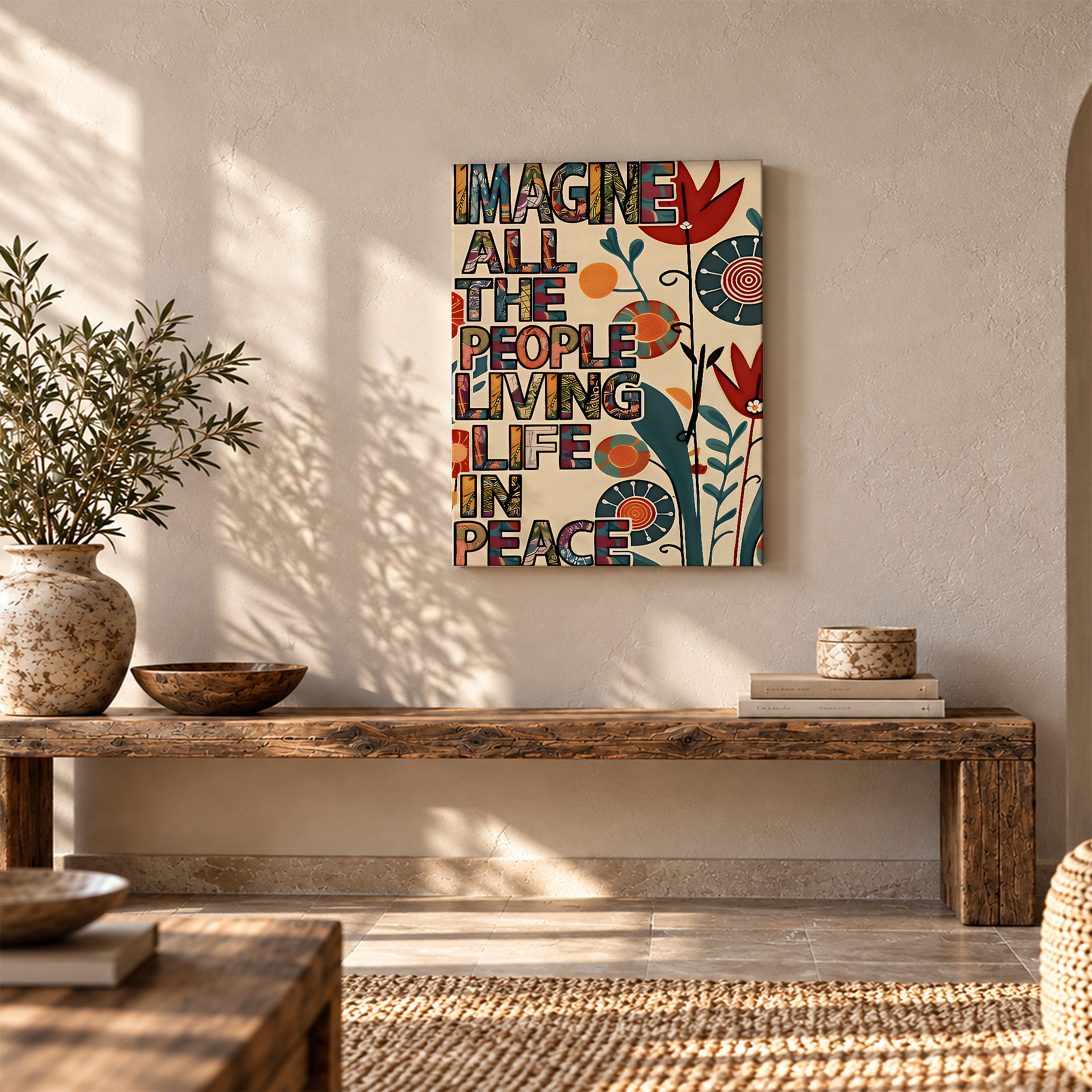 Peaceful Floral Text Art Framed Canvas Wall Art Ready to Hang - Image 5