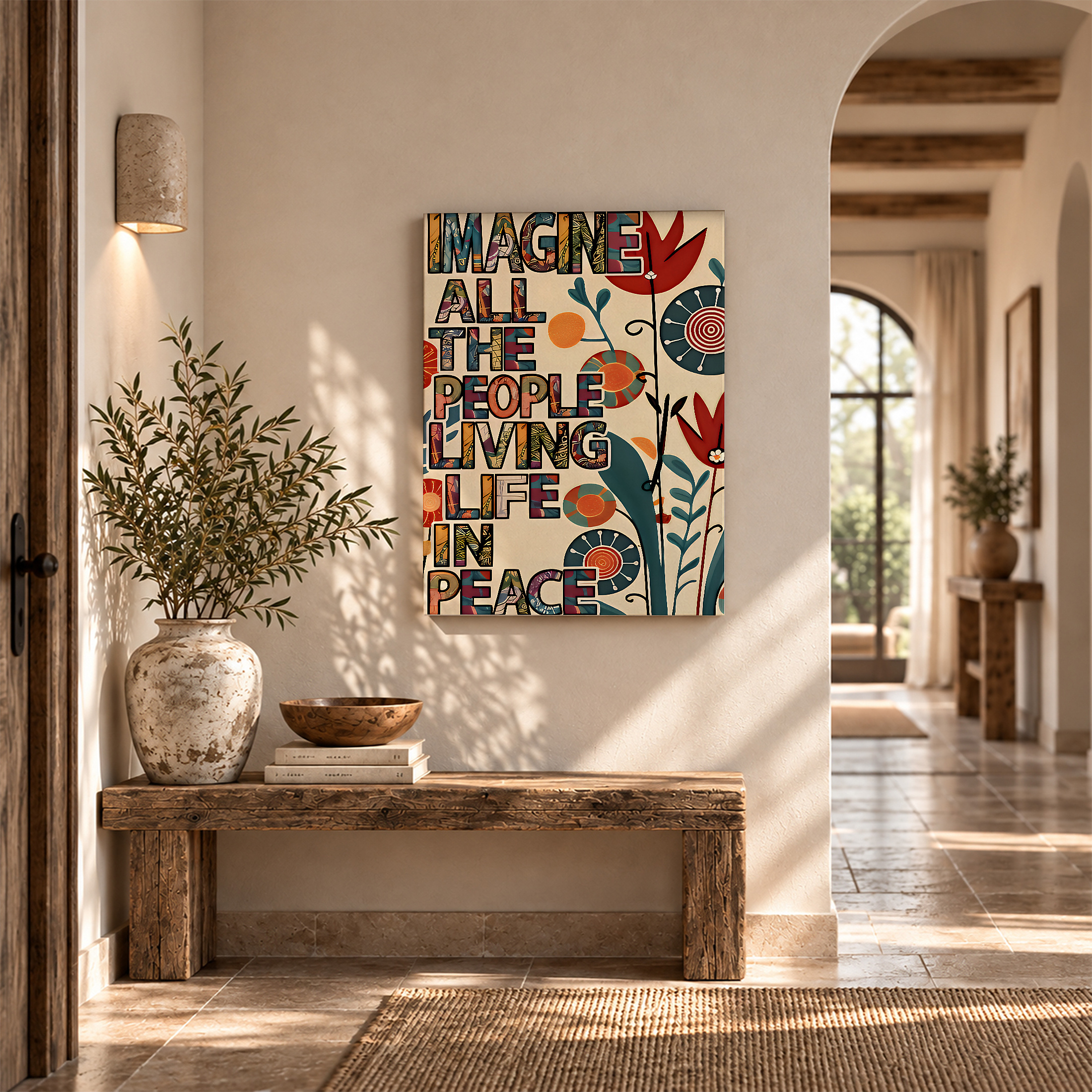 Peaceful Floral Text Art Framed Canvas Wall Art Ready to Hang - Image 6