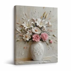 Elegant Floral Bouquet Framed Canvas Wall Art