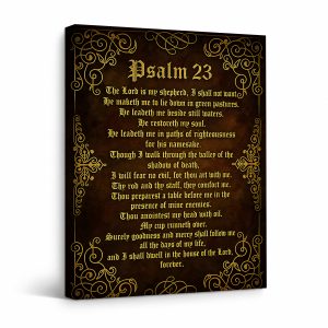 Gold Filigree Psalm 23 Scripture Framed Canvas Wall Art