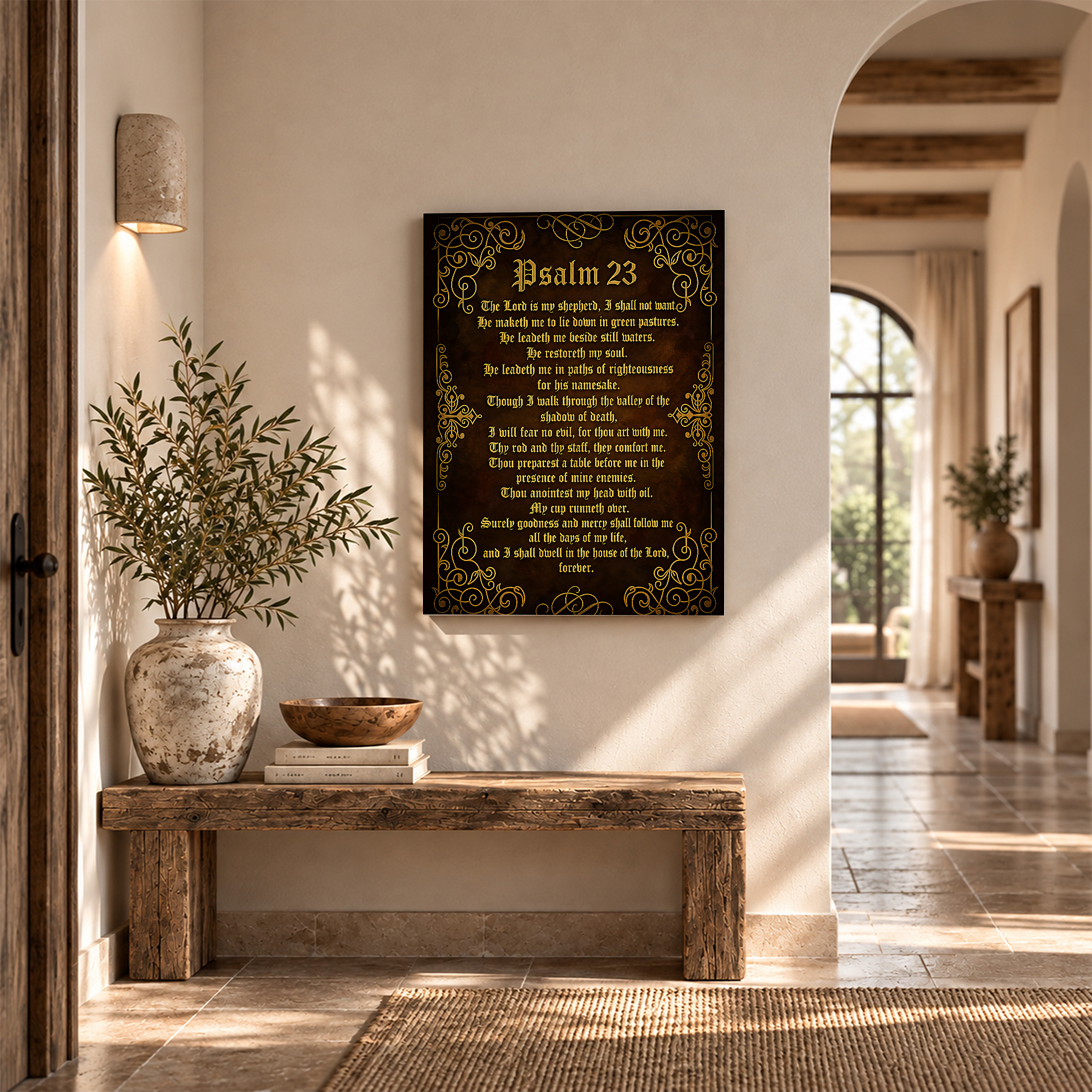 Gold Filigree Psalm 23 Scripture Framed Canvas Wall Art - Image 6