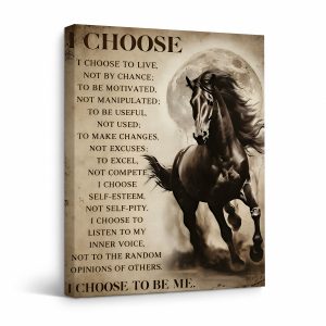 Horse & Moon Inspirational Framed Canvas Wall Art - Ready to Hang