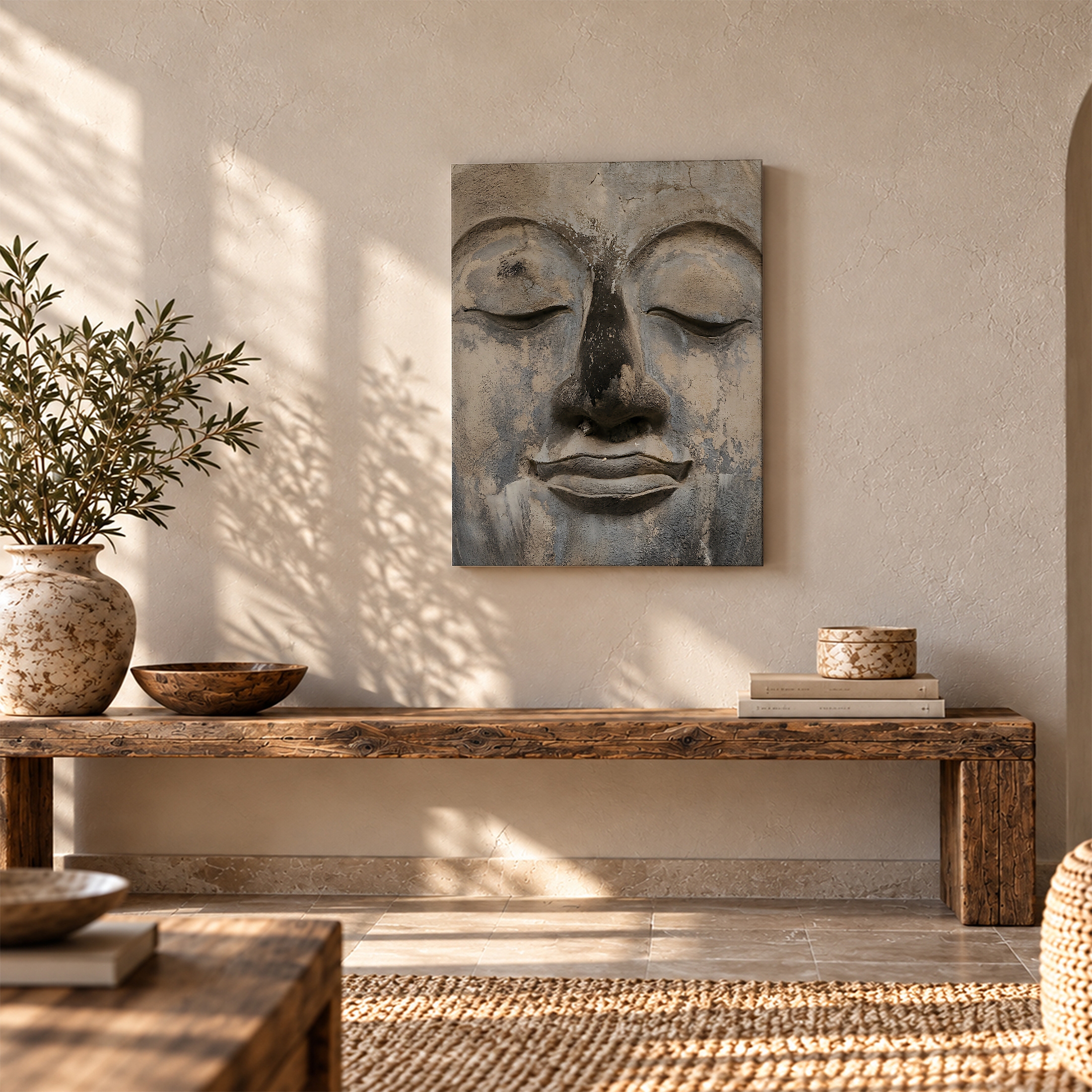 Serene Buddha Face Framed Canvas Wall Art | Peaceful Meditation Decor - Image 5