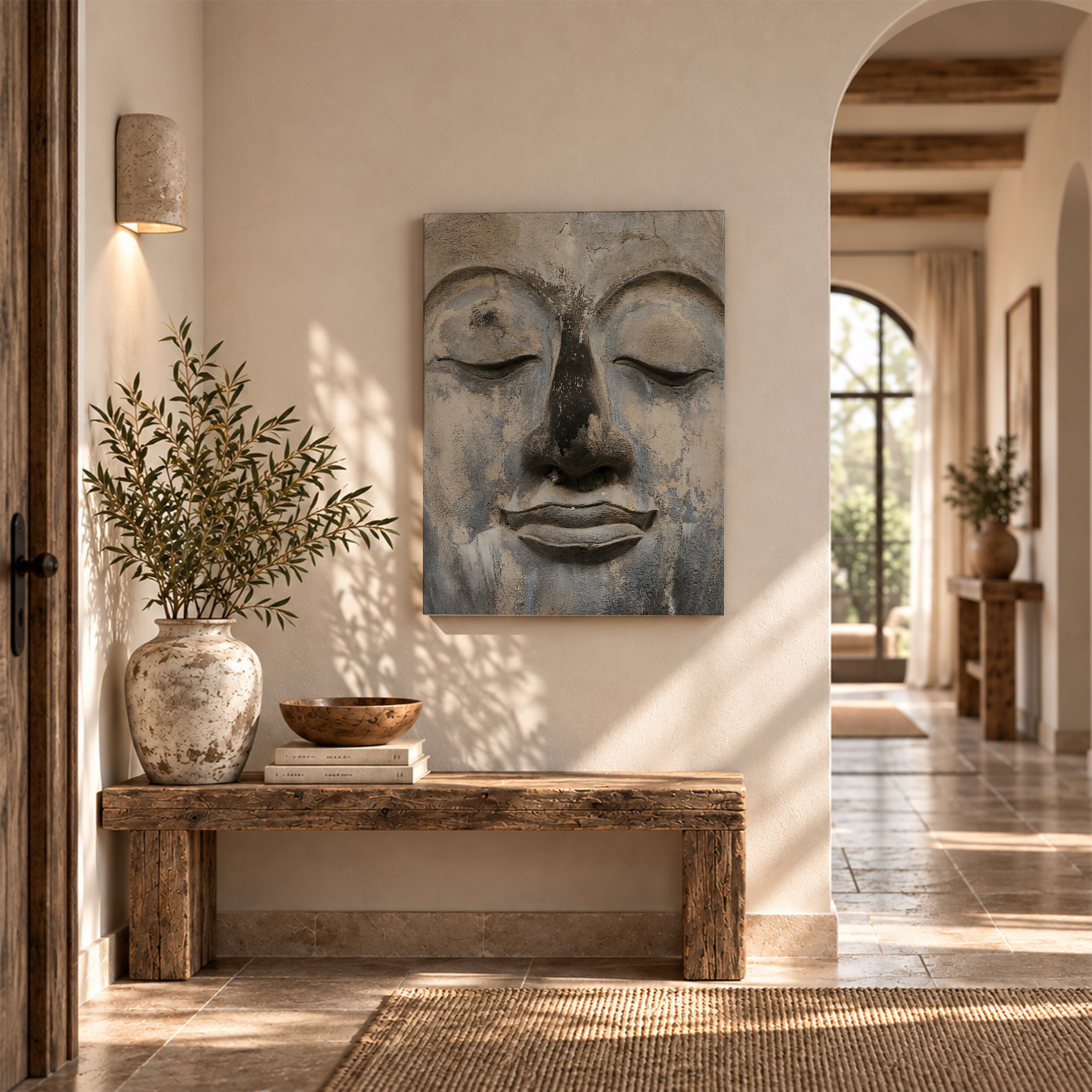Serene Buddha Face Framed Canvas Wall Art | Peaceful Meditation Decor - Image 6