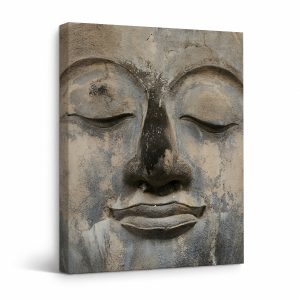 Serene Buddha Face Framed Canvas Wall Art | Peaceful Meditation Decor