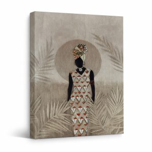 African Geometry Silhouette Framed Canvas Wall Art - Ready to Hang