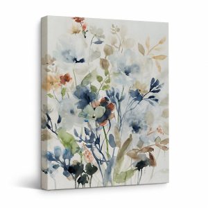 Watercolor Floral Bouquet Framed Canvas Wall Art - Ready to Hang