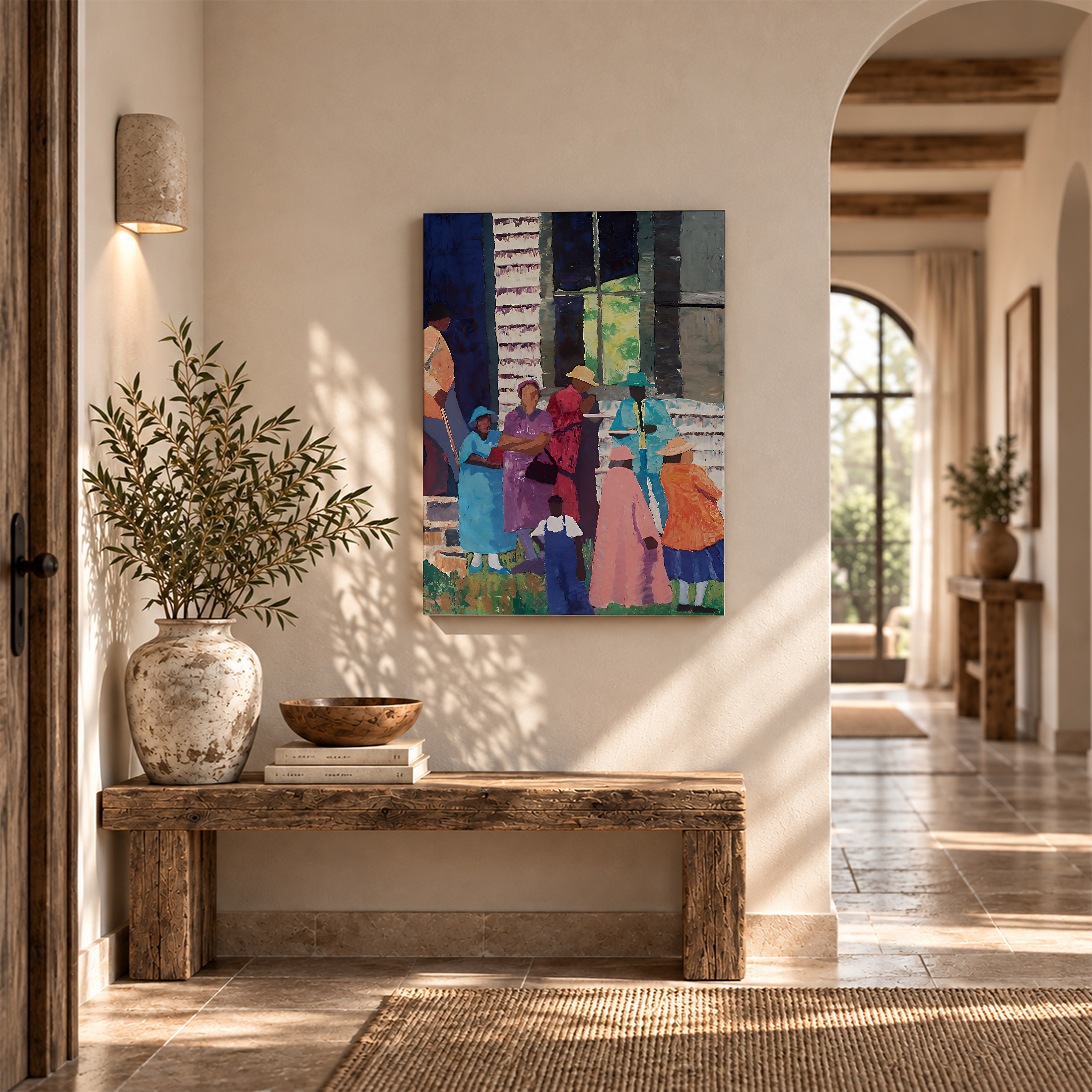 Vibrant Street Life Framed Canvas Wall Art - Ready to Hang - Image 6