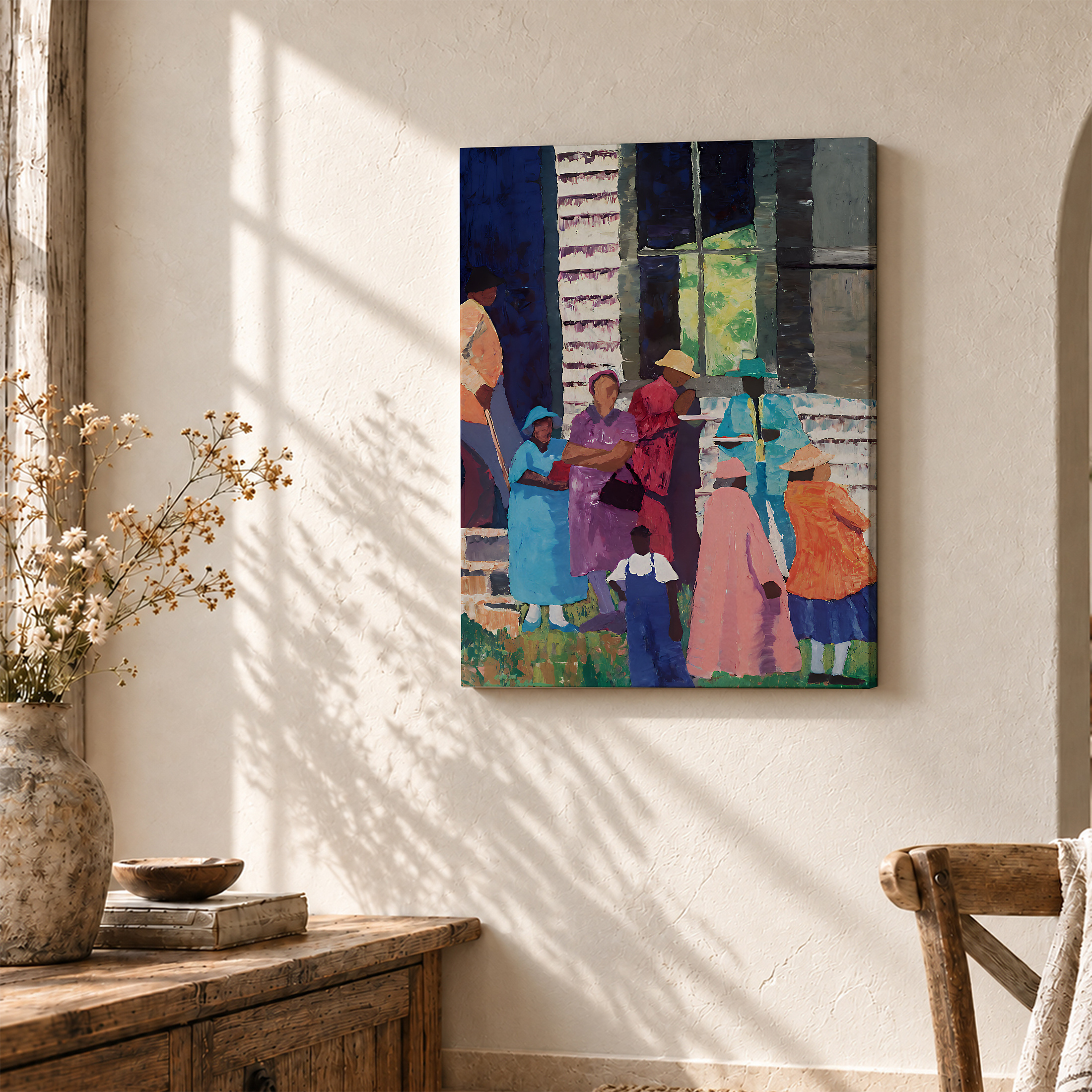 Vibrant Street Life Framed Canvas Wall Art - Ready to Hang - Image 3