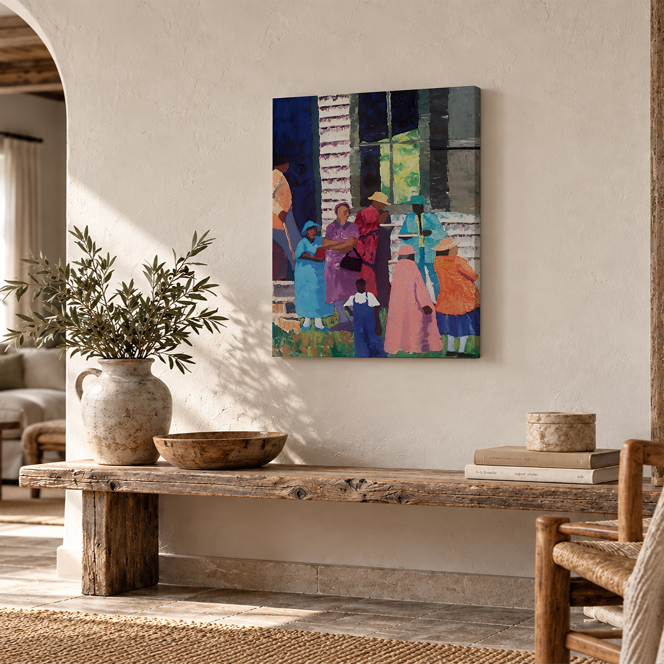 Vibrant Street Life Framed Canvas Wall Art - Ready to Hang - Image 2