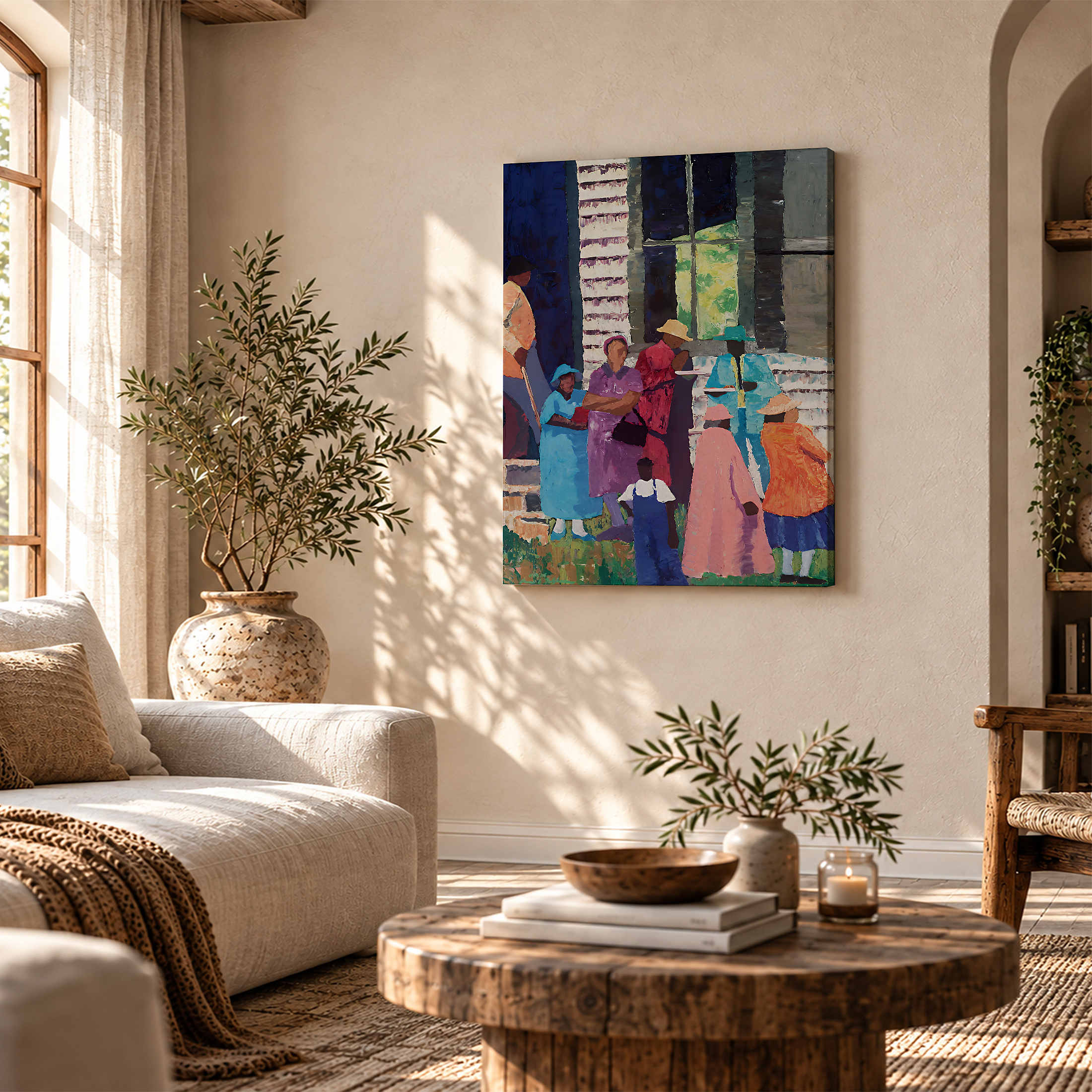 Vibrant Street Life Framed Canvas Wall Art - Ready to Hang - Image 4
