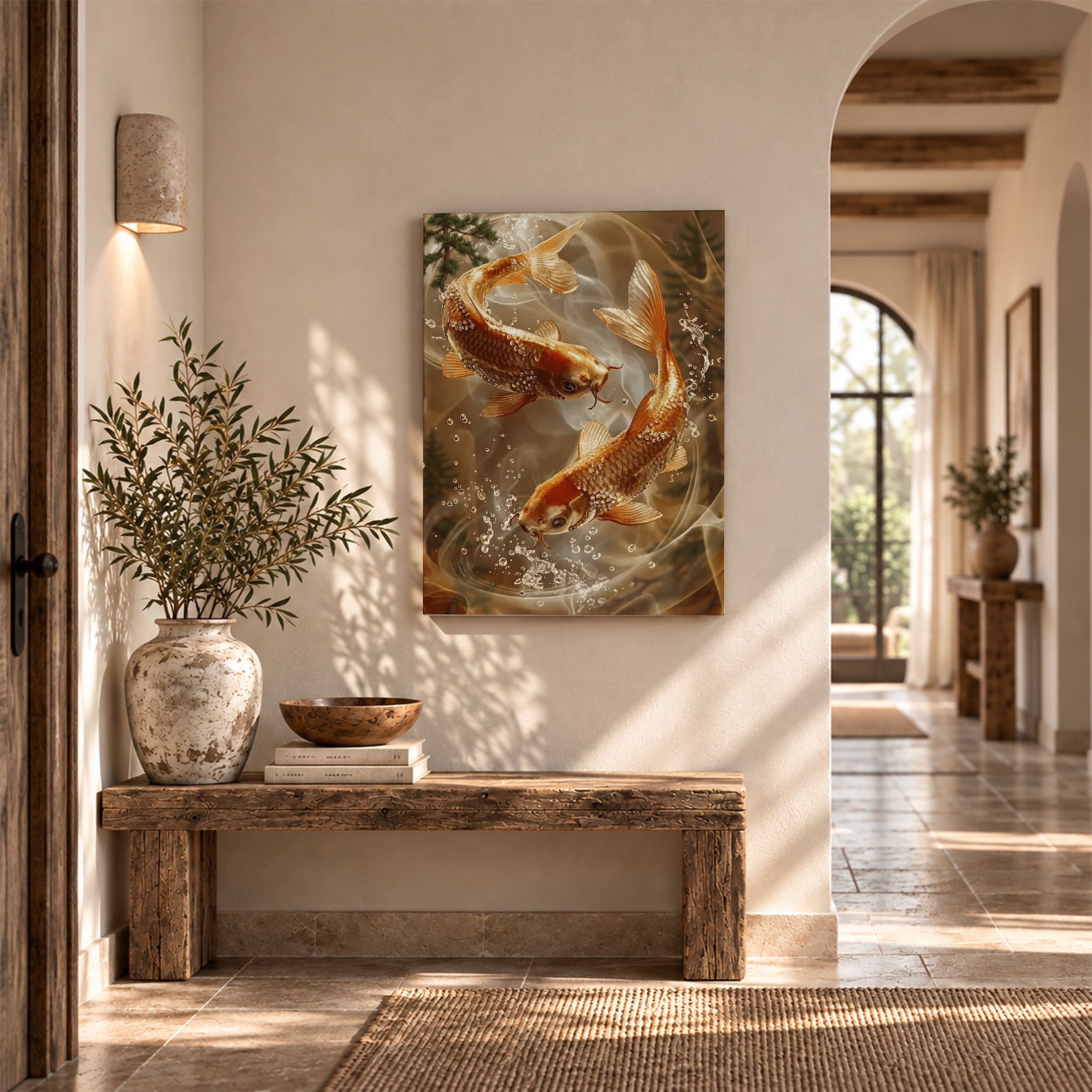 Golden Koi Fish Framed Canvas Wall Art - Serene Nature Decor - Image 6