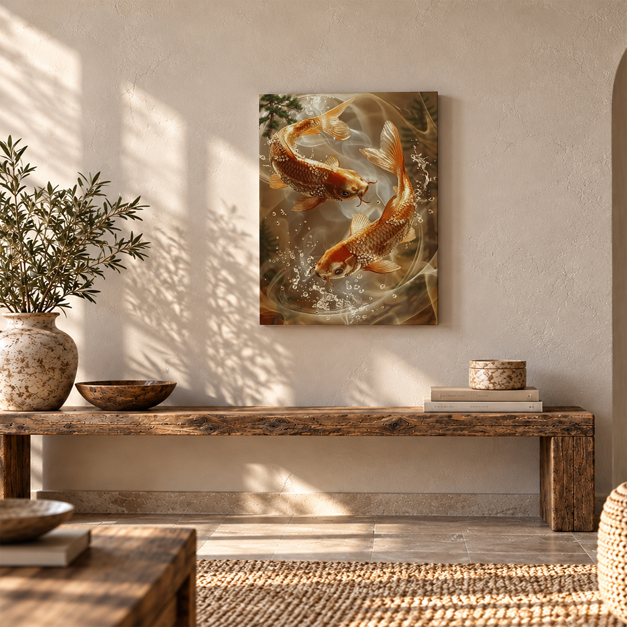 Golden Koi Fish Framed Canvas Wall Art - Serene Nature Decor - Image 5