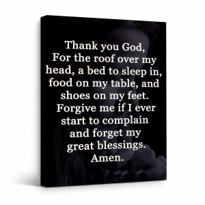 Gratitude Prayer Text Framed Canvas Wall Art - Ready to Hang