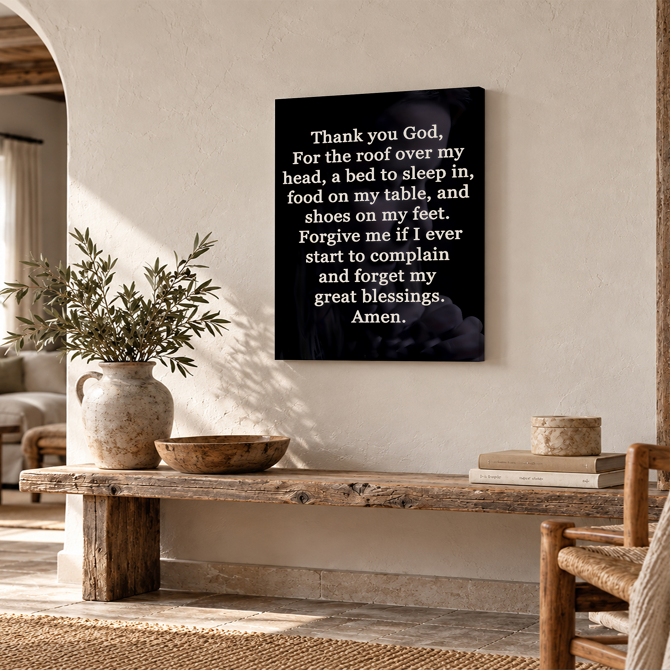 Gratitude Prayer Framed Canvas Wall Art - Thank You God Blessings - Image 2