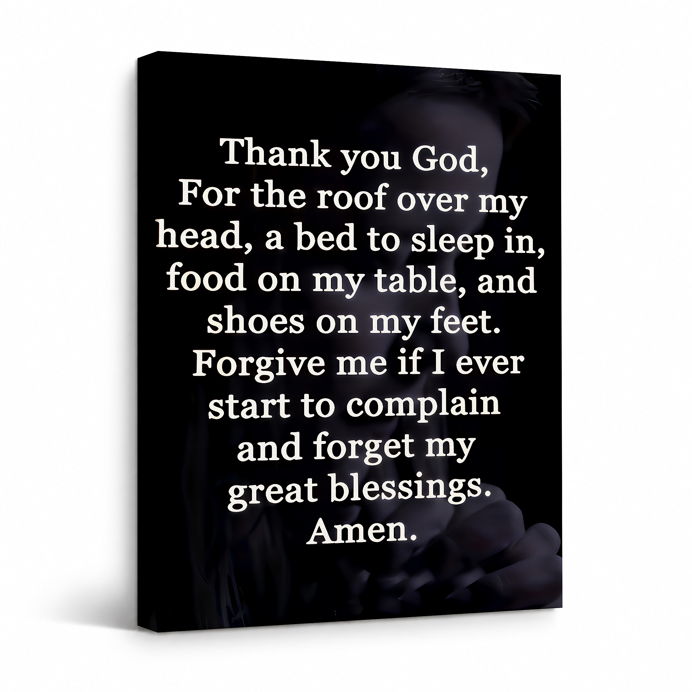Gratitude Prayer Framed Canvas Wall Art - Thank You God Blessings