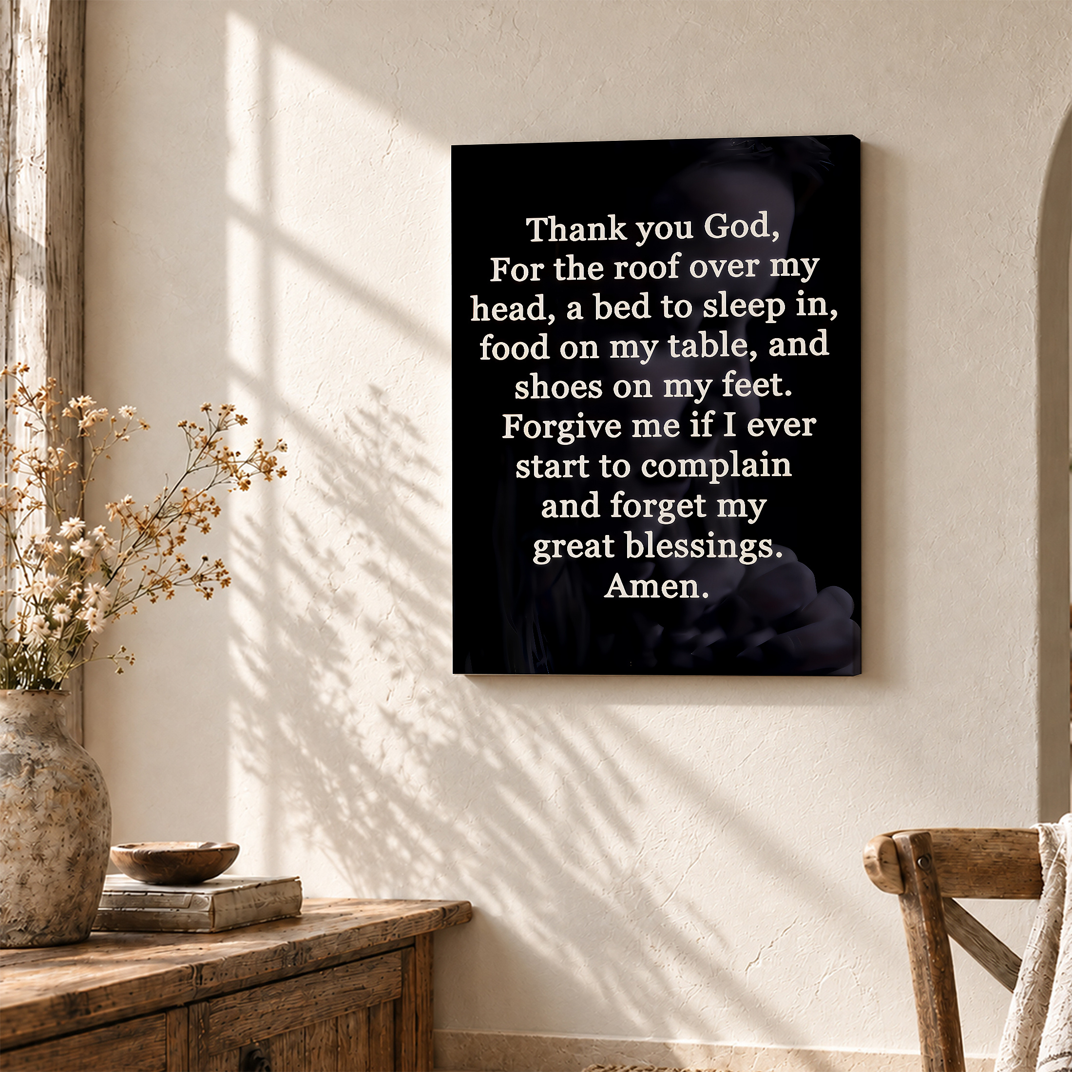 Gratitude Prayer Framed Canvas Wall Art - Thank You God Blessings - Image 3