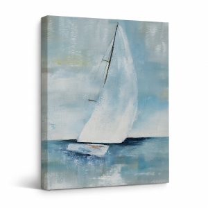 Serene Sailboat Seascape Framed Canvas Wall Art - Ready to Hang