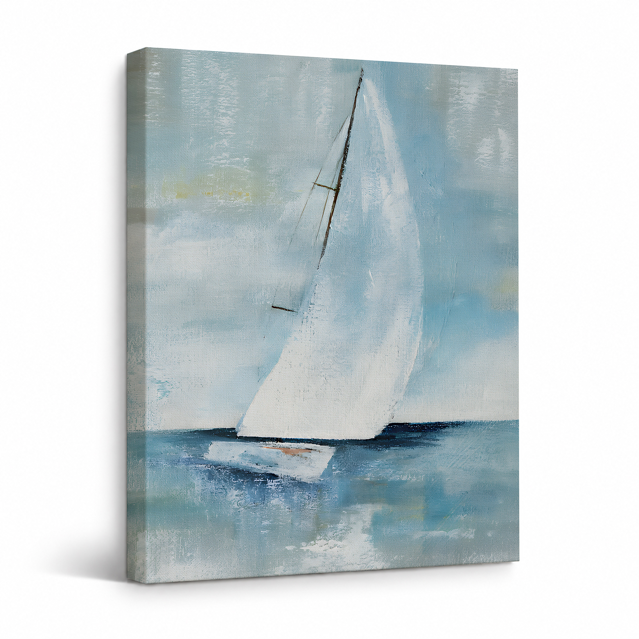 Serene Sailboat Seascape Framed Canvas Wall Art - Ready to Hang