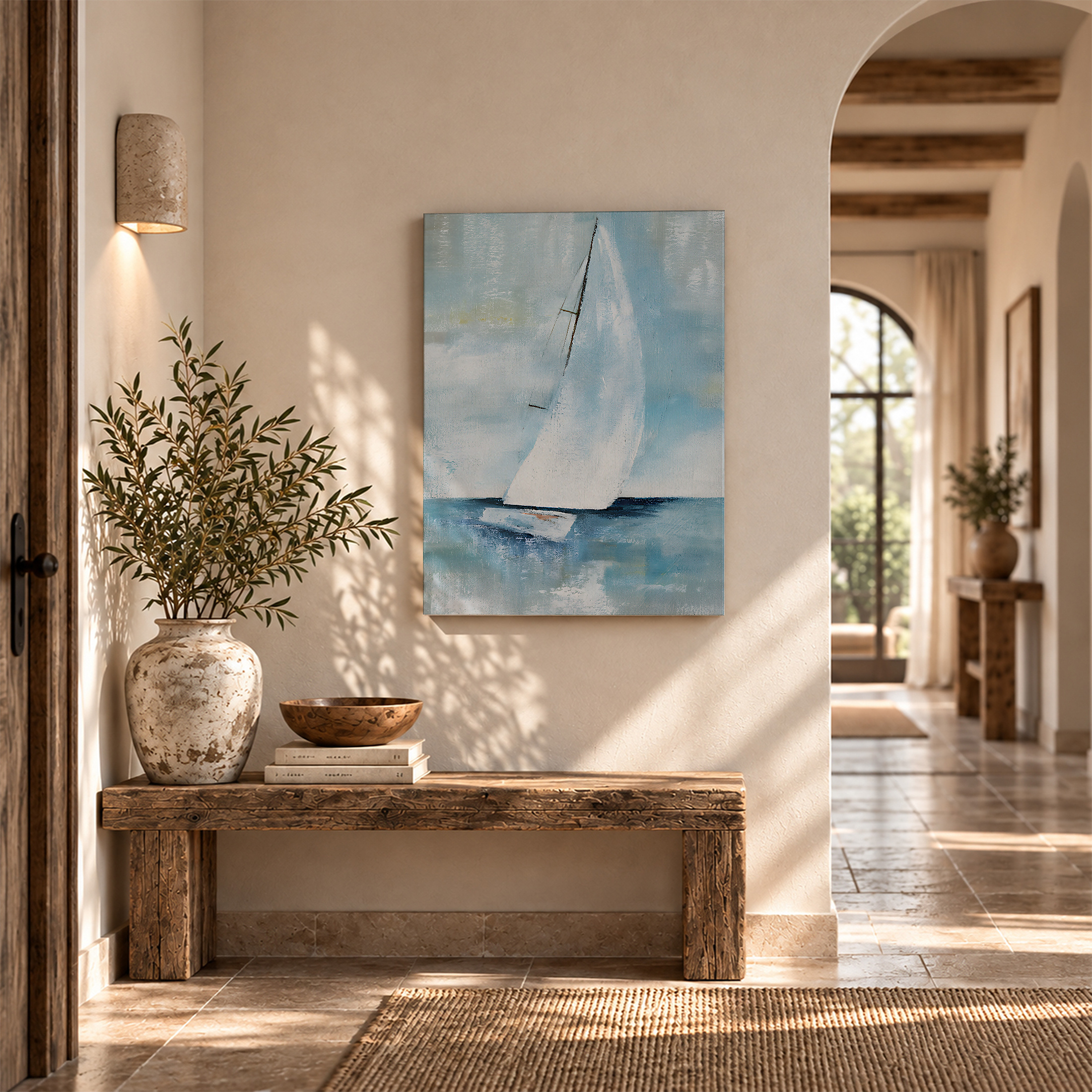 Serene Sailboat Seascape Framed Canvas Wall Art - Ready to Hang - Image 6