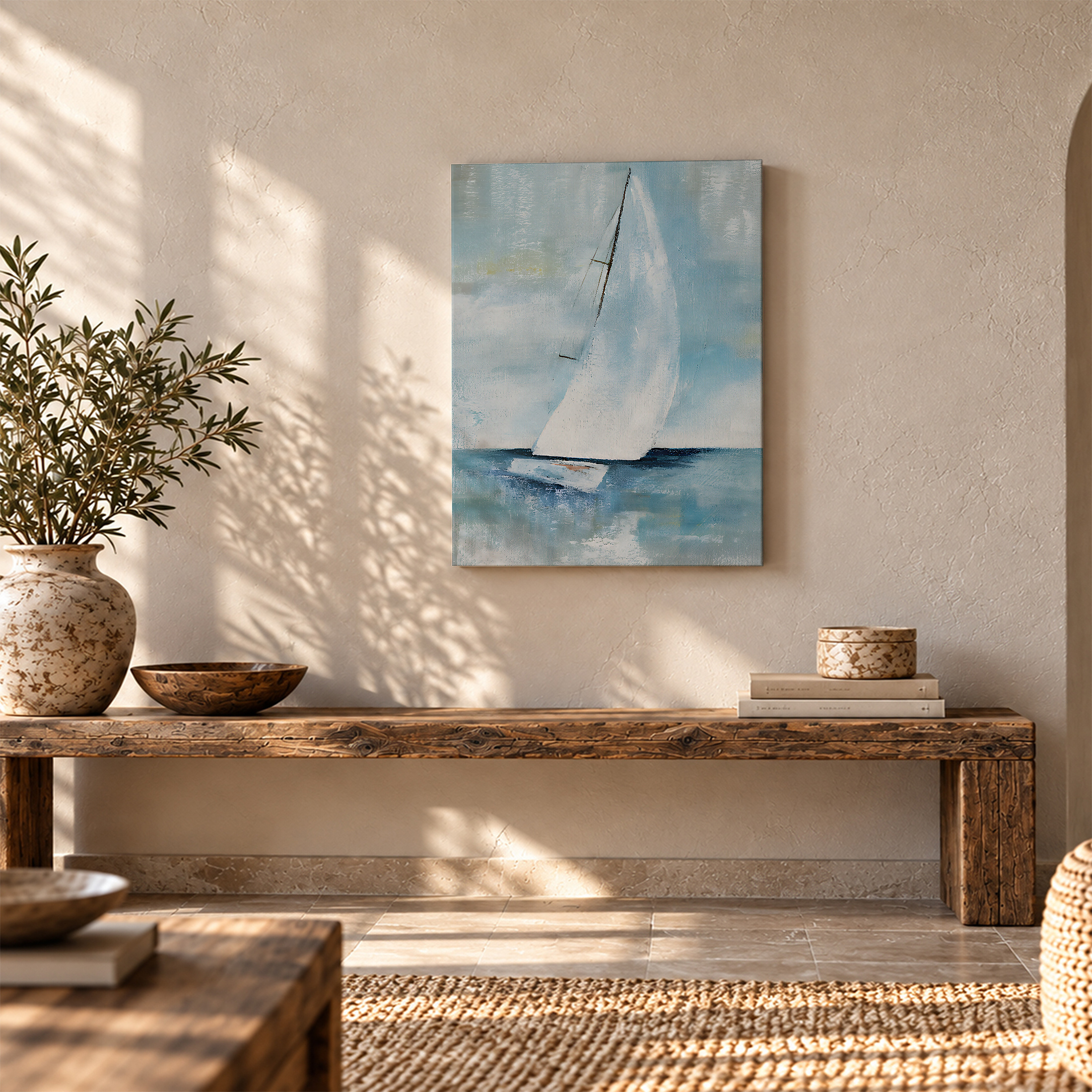Serene Sailboat Seascape Framed Canvas Wall Art - Ready to Hang - Image 5