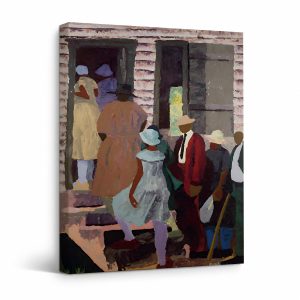 Vintage Community Gathering Framed Canvas Wall Art - Ready to Hang