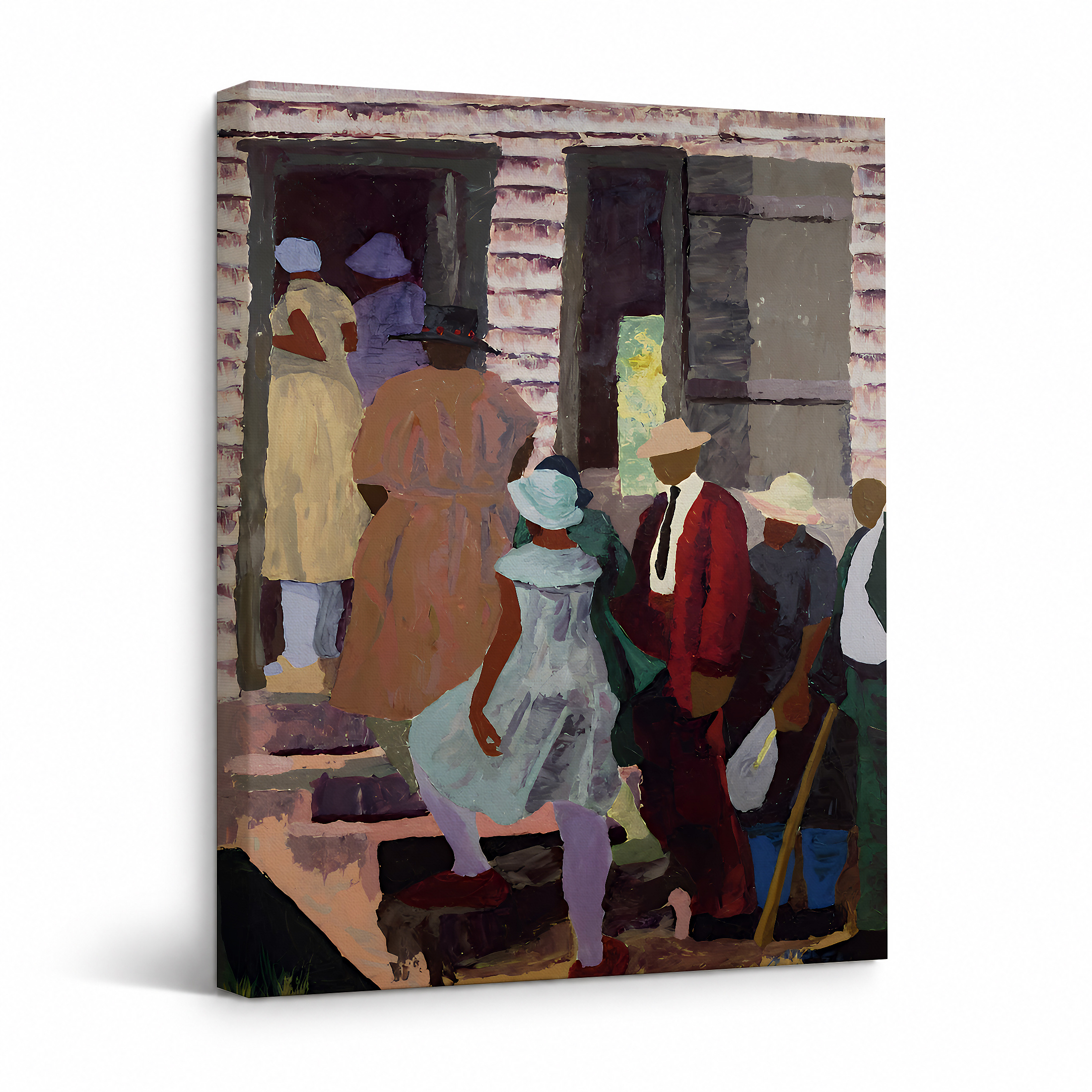 Vintage Community Gathering Framed Canvas Wall Art - Ready to Hang