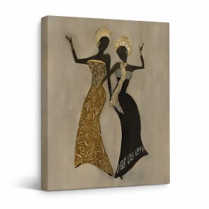 African Silhouette Women Framed Canvas Wall Art