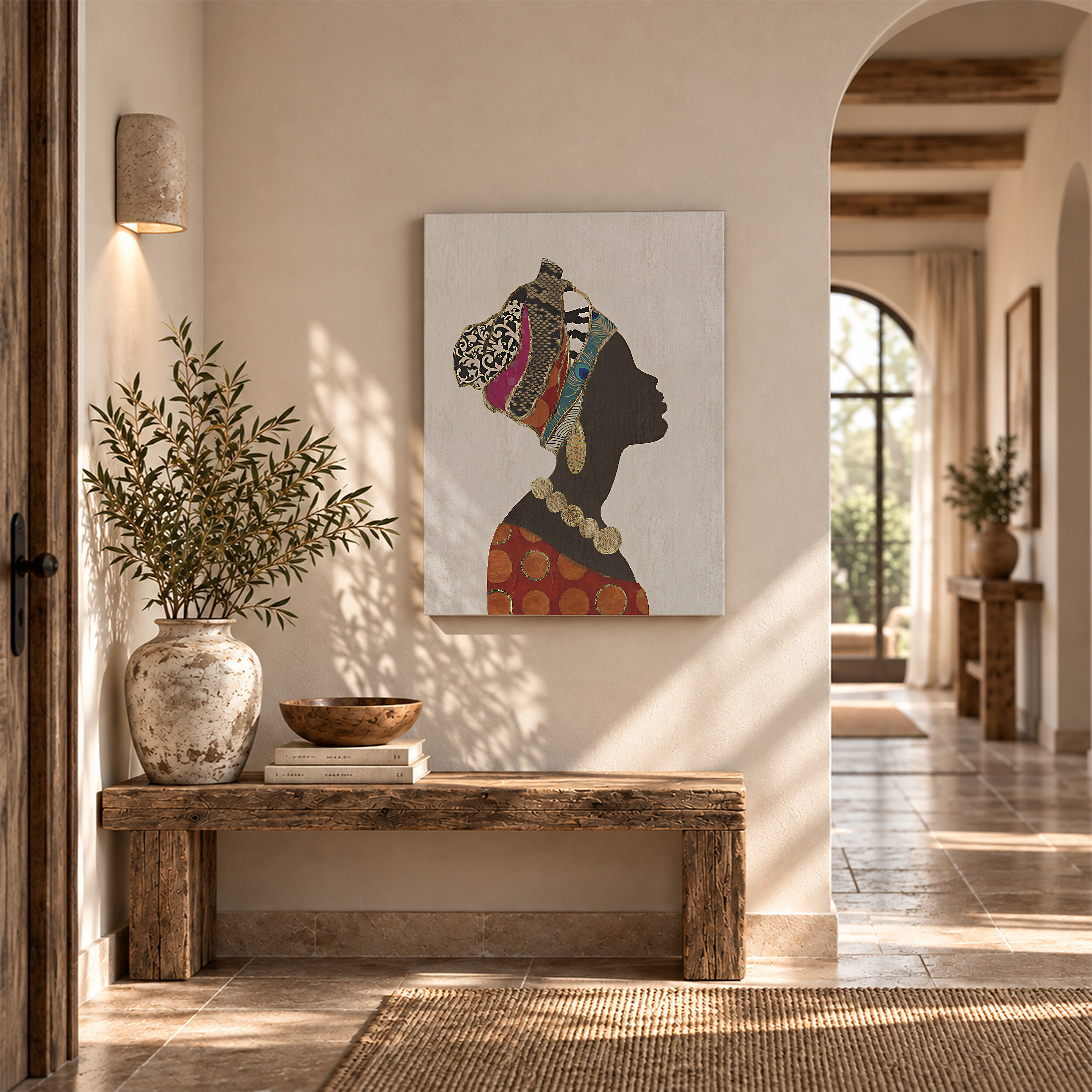 African-Inspired Silhouette Framed Canvas Wall Art - Image 6