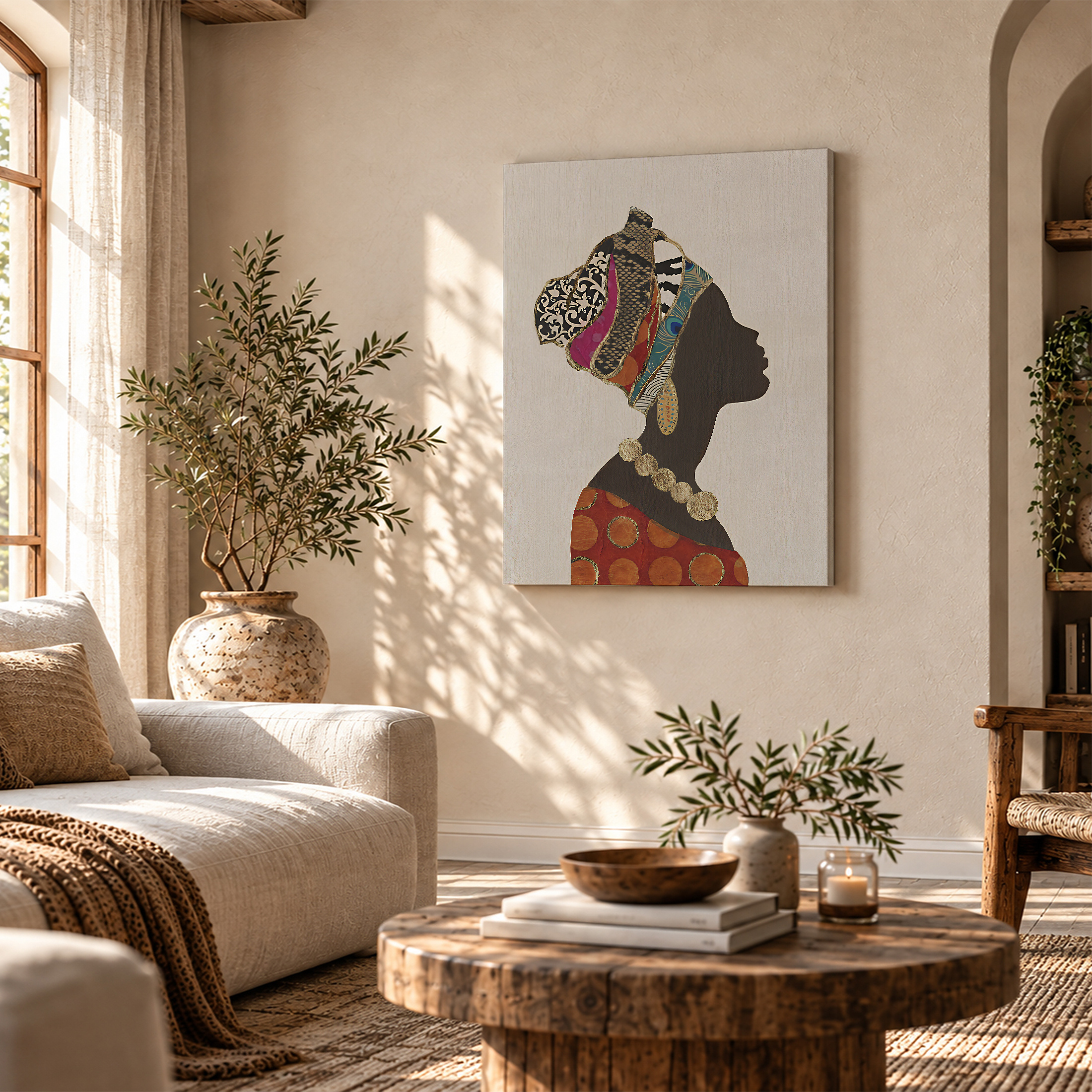 African-Inspired Silhouette Framed Canvas Wall Art - Image 4