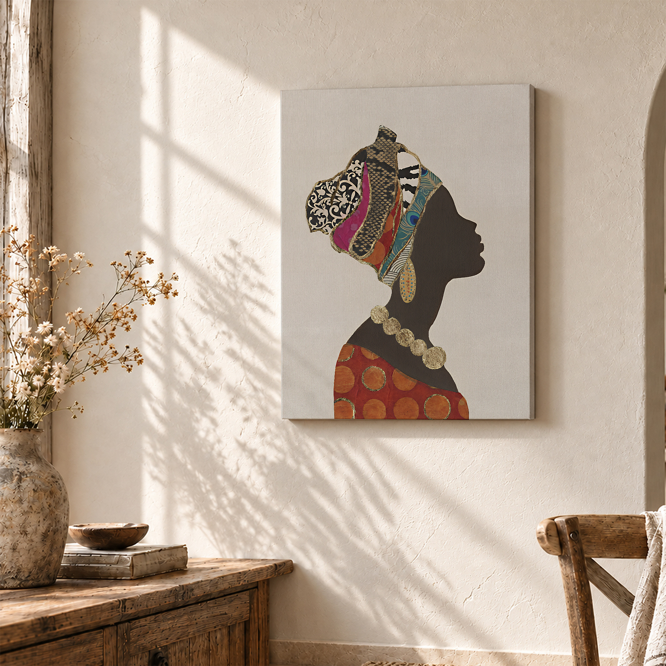 African-Inspired Silhouette Framed Canvas Wall Art - Image 3