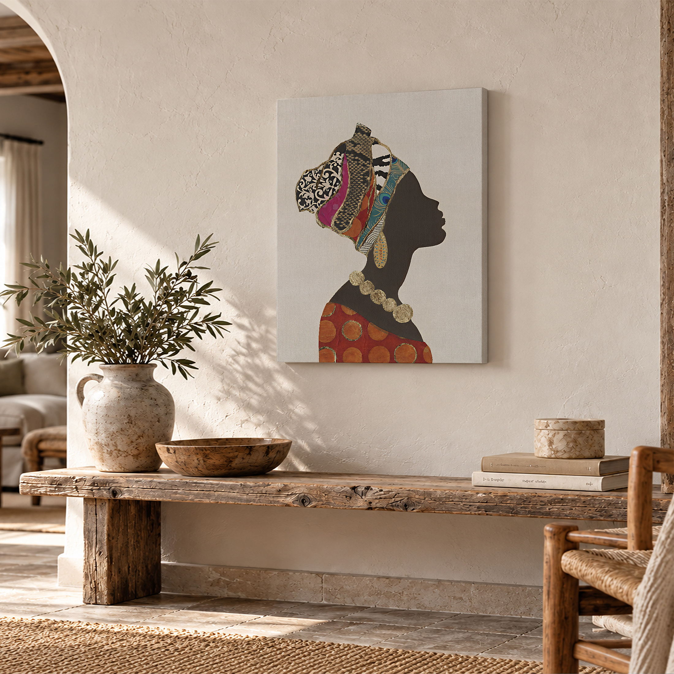 African-Inspired Silhouette Framed Canvas Wall Art - Image 2