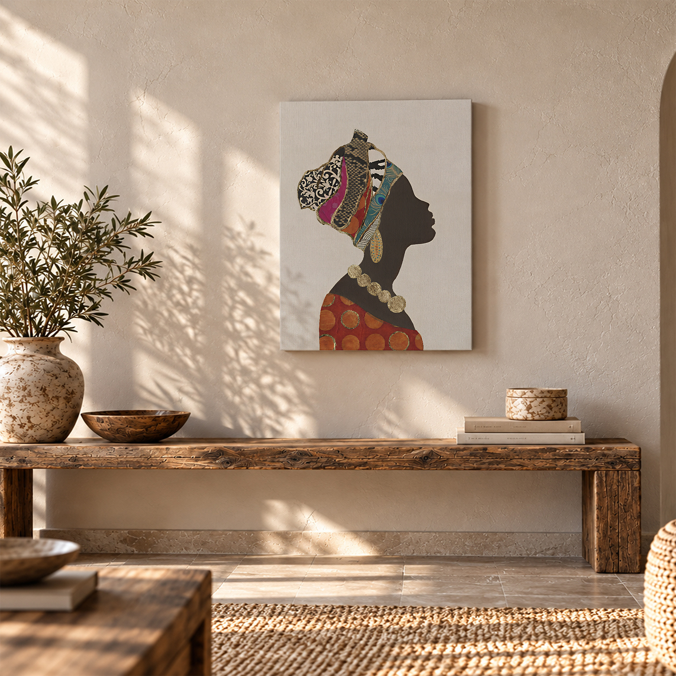 African-Inspired Silhouette Framed Canvas Wall Art - Image 5