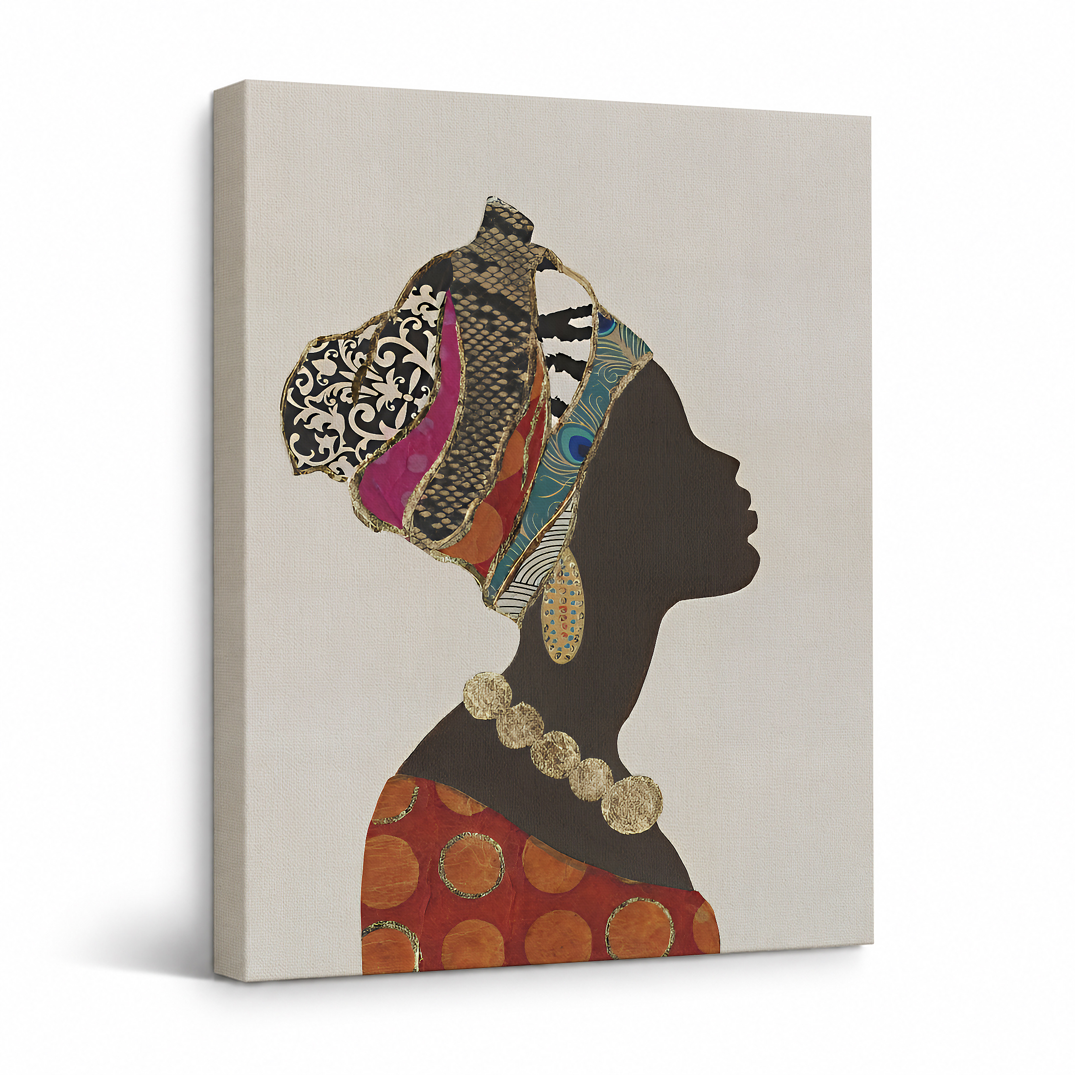African-Inspired Silhouette Framed Canvas Wall Art