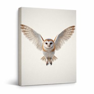 Barn Owl in Flight Framed Canvas Wall Art - Ready to Hang