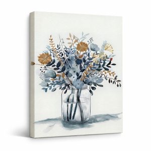 Watercolor Floral Bouquet Framed Canvas Wall Art - Ready to Hang